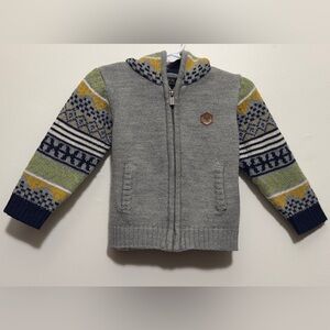 Mayoral Spain Unisex Hooded Zip Cardigan Fair Isle Inspired Size 18 Months